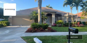 Before: Damaged shingle roof repair needed