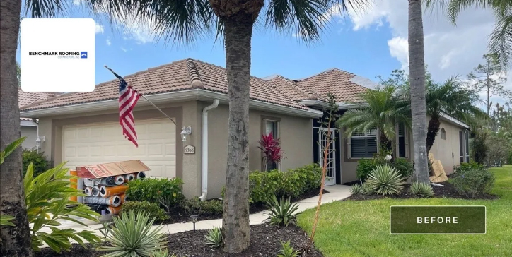 Before: Tile roof needing repair